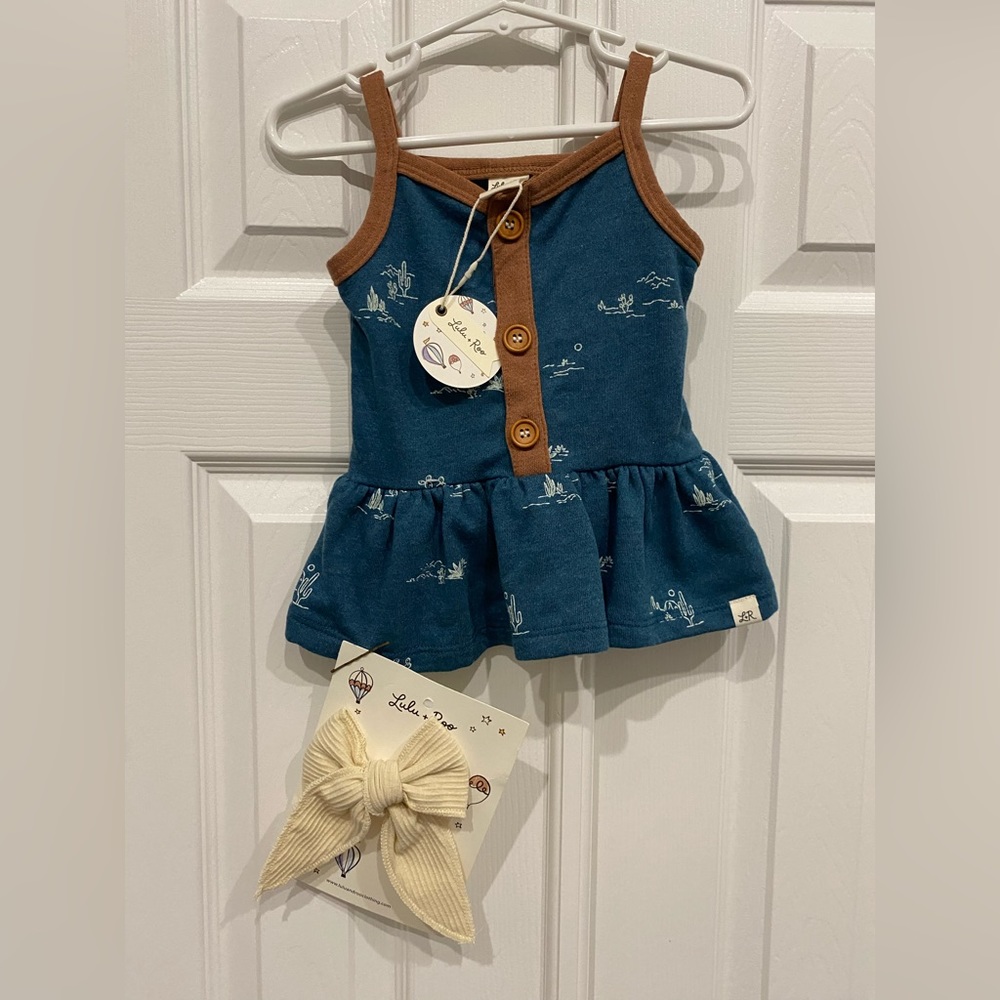 New! Lulu and Roo desert print peplum top and bow 18-24 months
